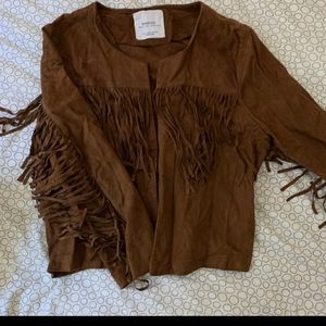 Mango Fringe Cowboy Leather Jacket